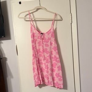 wild fable Pink Tie-Front Floral Slip Dress